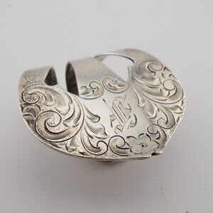 Antique Sterling Silver Money Clip Monogram "F"